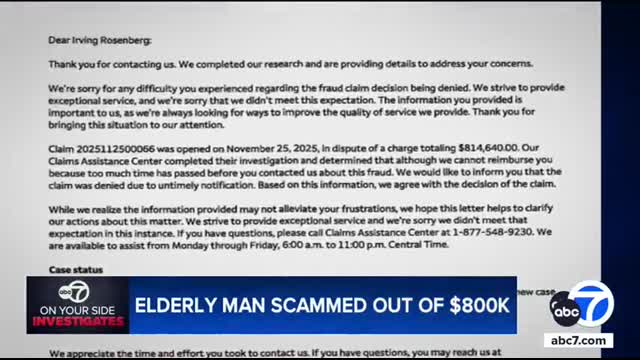 90-year-old man scammed out of more than $800,000 in savings