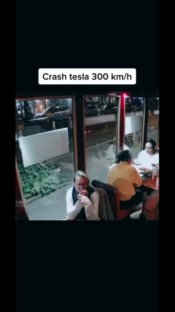 TESLA CRASH 300 KM H BRAKE TEST #car #crash #tesla #300km