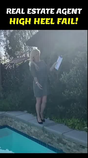 Real Estate Agent's Poolside Fail Shoe Malfunction Leads to a Mishap  #hilariousfails #funny #fail