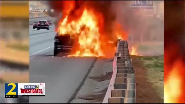 Mercedes suddenly bursts into flames while driving, owner says. Automaker says there’s no defect