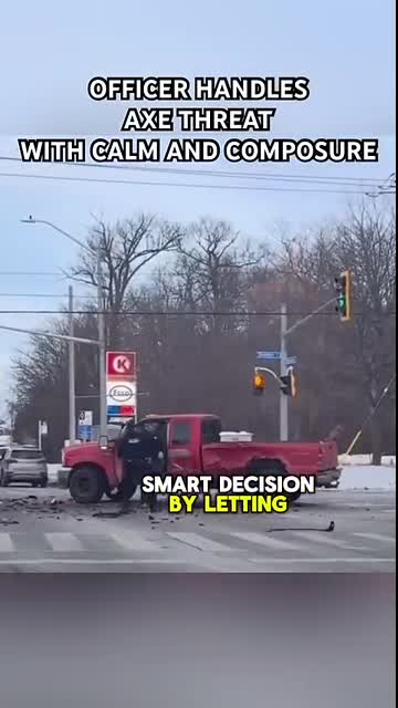 Officer Handles Axe Threat with Calm and Composure – Key Self-Defense Takeaways #shorts