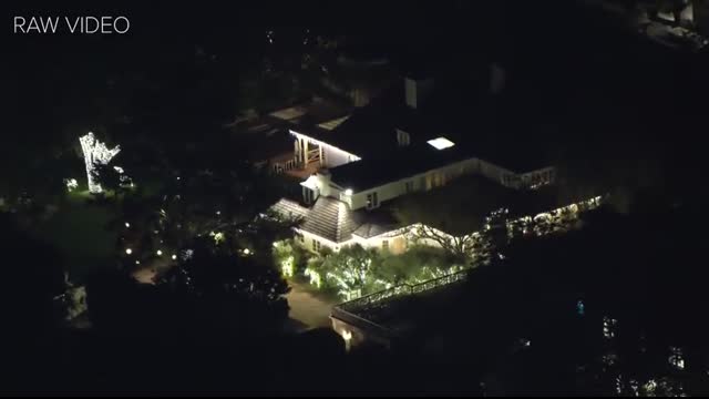 Aerial view of Rob Reiner and wife's home in Southern California; two people found dead