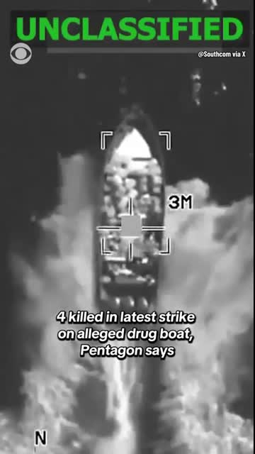 4 killed in latest strike on alleged drug boat, Pentagon says #shorts