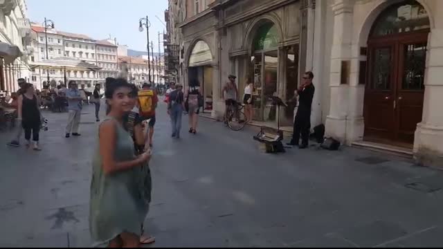 ? Rima Baransi dancing in Trieste, Italy with violinist Ivo Remenec [Horizontally stabilized]