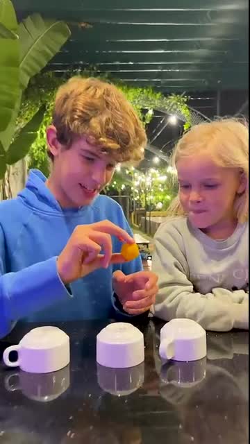 Can you pick the right cup Isaac plays with Janae. #jhouse #kidsfun