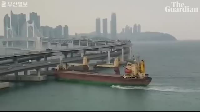 Russian cargo ship crashes into bridge in South Korea