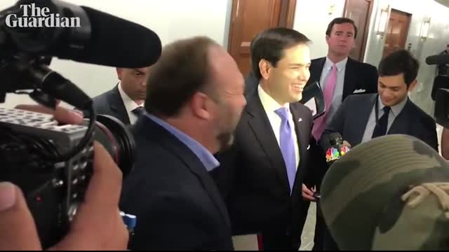 'Don't touch me' Marco Rubio and Alex Jones clash