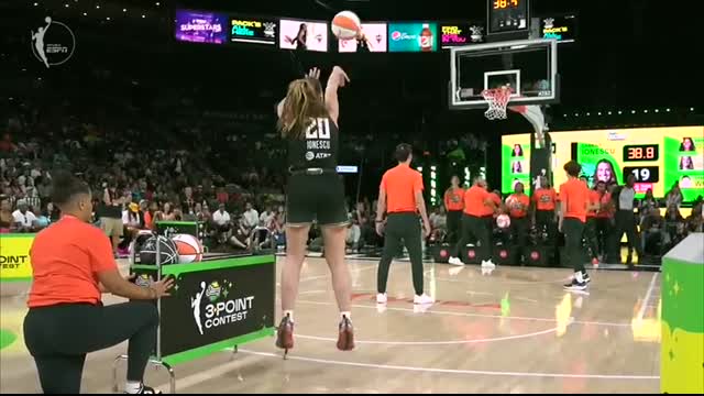 Sabrina Ionescu breaks ALL-TIME 3-Point Contest record for WNBA & NBA ?   WNBA on ESPN