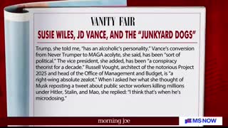 'I don't think JD Vance will like this' Morning Joe reacts to 'stunning' Susie Wiles interviews