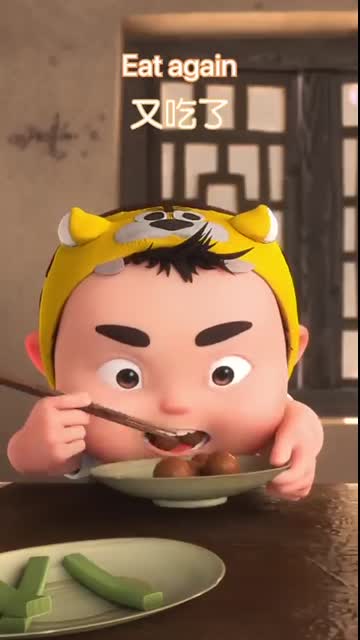 Worrying disappear after saw delicious meal 美食一开，烦恼拜拜 【 Little Tiger HuDun 虎墩小镖师 】原創動漫