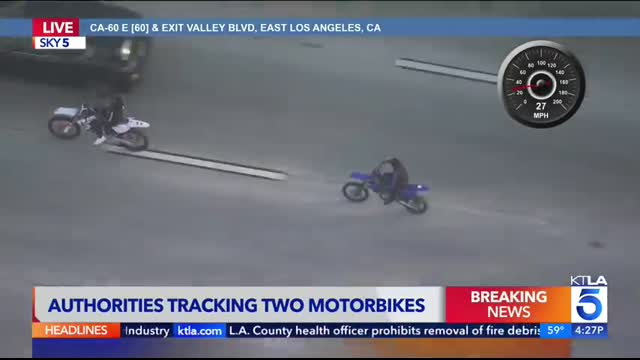 Officers chase large group of motorbike riders in L.A. County